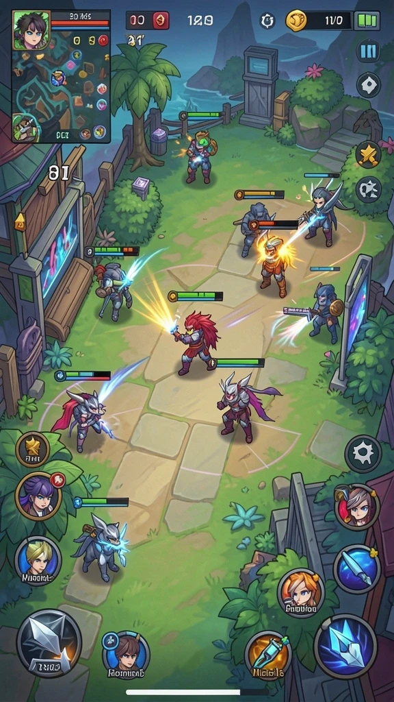 Menampilkan interaksi pemain dalam mode multiplayer.