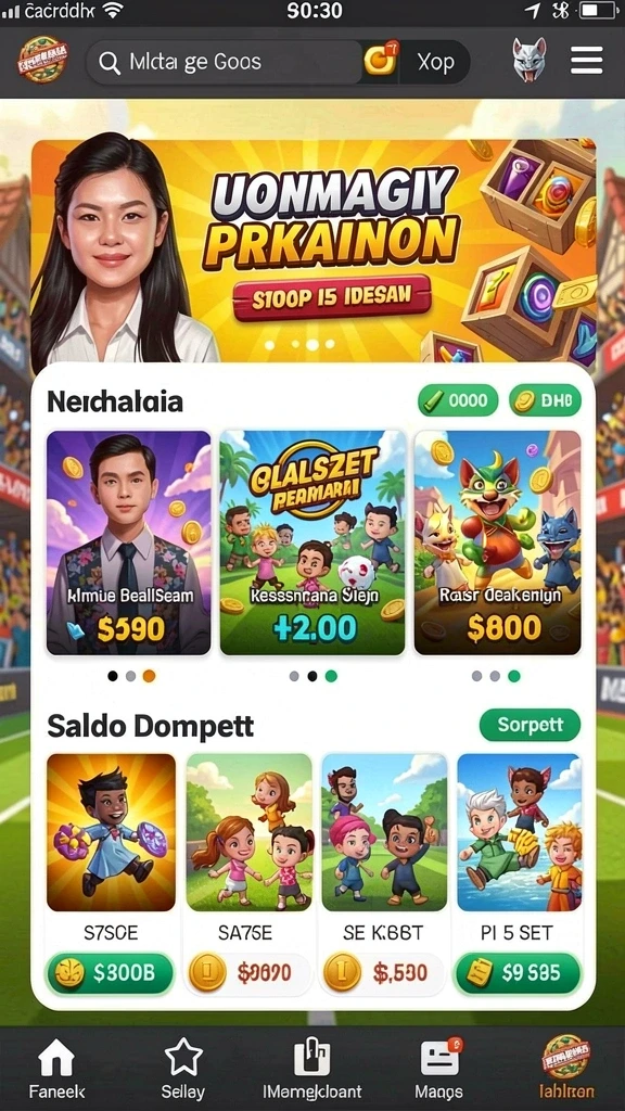 Screenshot memperlihatkan simbol-simbol kemenangan di gulungan.