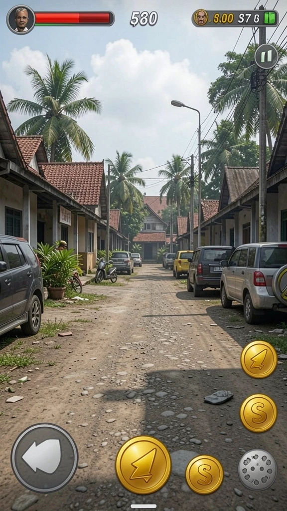 Screenshot menunjukkan karakter utama menjelajahi lokasi angker.
